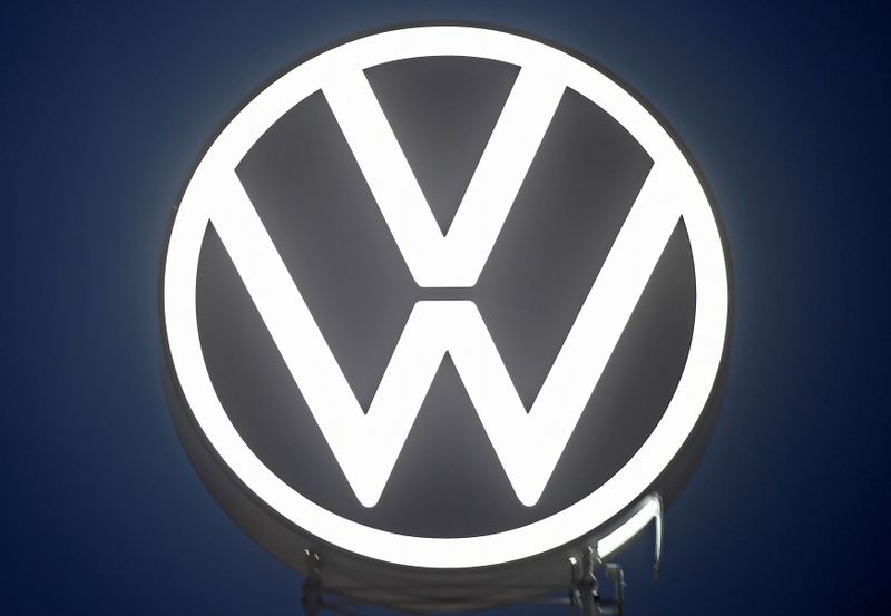FILE PHOTO: A new logo of German carmaker Volkswagen is