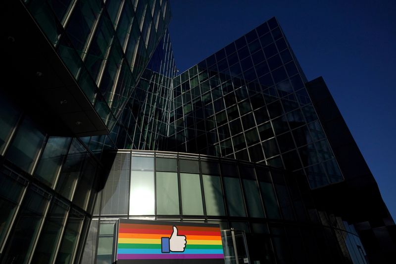 FILE PHOTO: General view of the Facebook logo at its