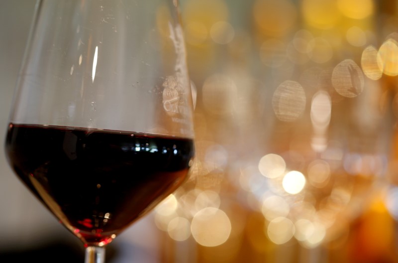 FILE PHOTO: A glass of French red wine is displayed
