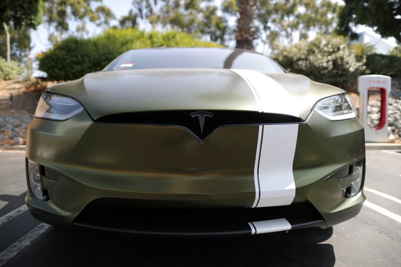 FILE PHOTO: A Tesla car is seen in Los Angeles