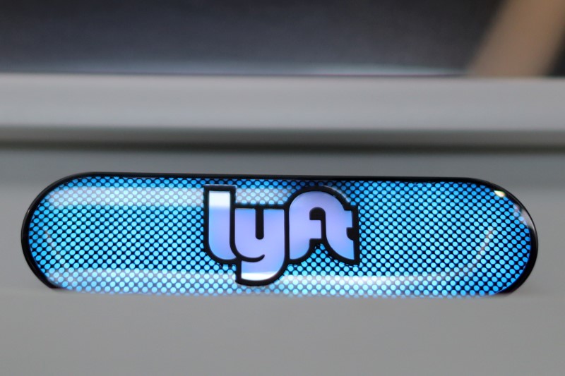 FILE PHOTO: A Lyft logo is seen in the Driver