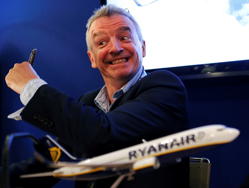 FILE PHOTO: Ryanair Chief Executive Michael O’Leary gestures during a