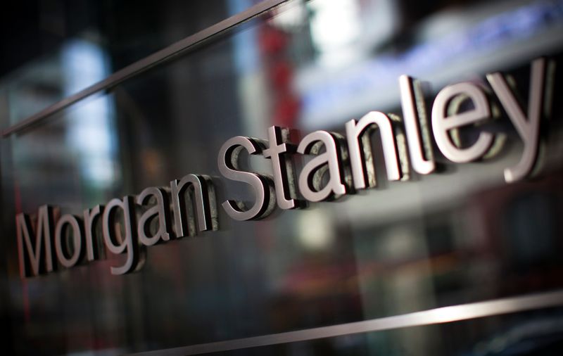 The corporate logo of financial firm Morgan Stanley is pictured
