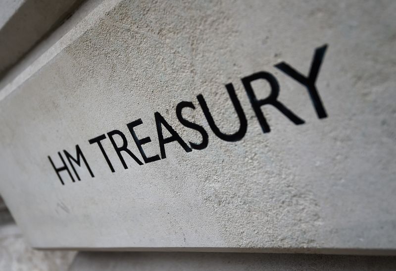 FILE PHOTO: The HM Treasury name is seen painted on