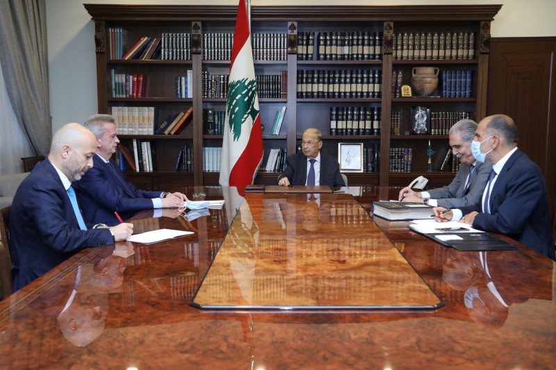 FILE PHOTO: Lebanon’s President Michel Aoun meets with Lebanon’s Central