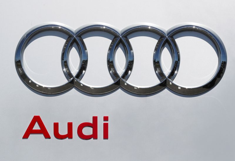 An Audi logo is seen at the Audi Center Brussels