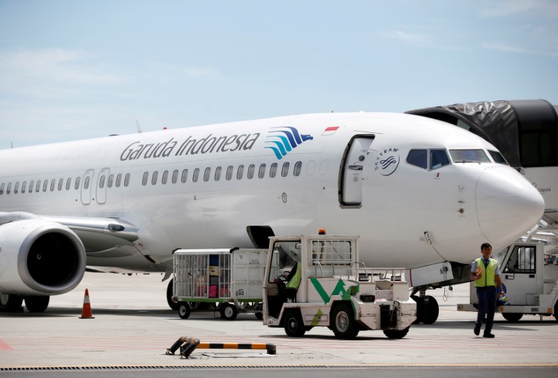 FILE PHOTO: A plane belonging to Garuda Indonesia is seen