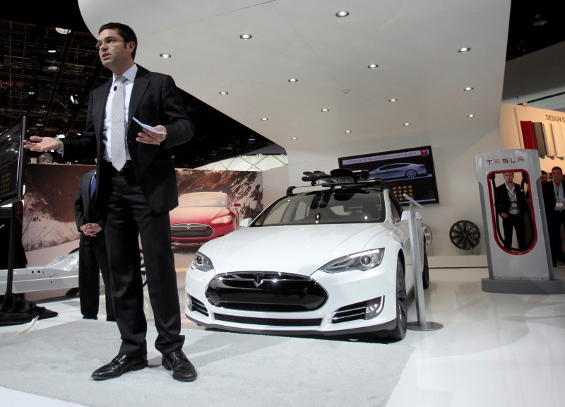 FILE PHOTO: FILE PHOTO: Tesla’s Guillen speaks in front of