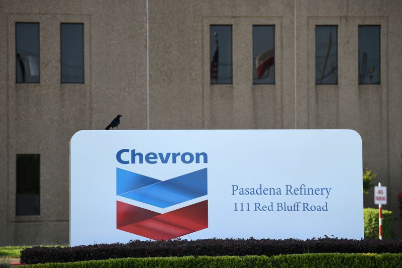 FILE PHOTO: An entrance sign at the Chevron refinery, located