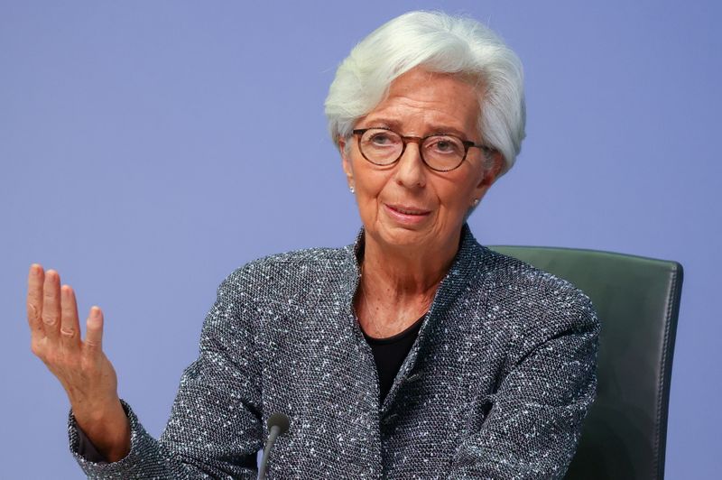 FILE PHOTO: European Central Bank (ECB) President Christine Lagarde gestures