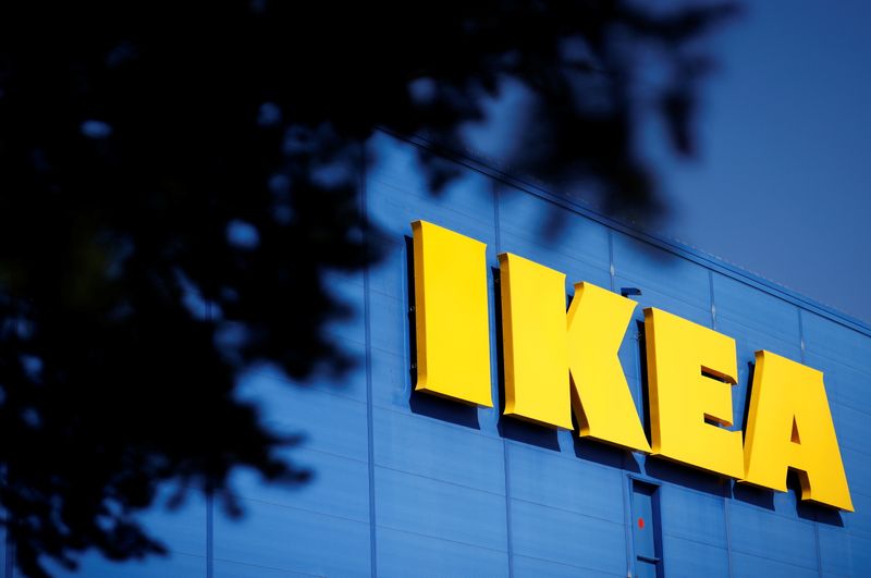 The company’s logo is seen outside of an IKEA Group