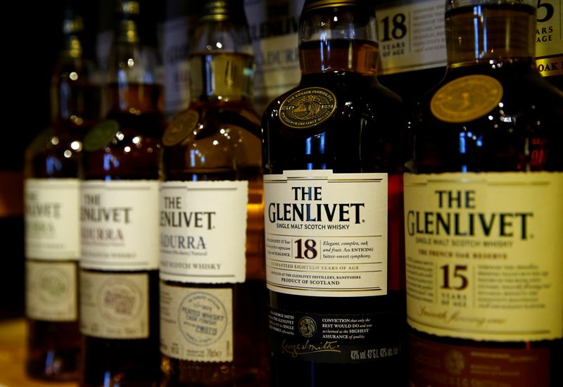 FILE PHOTO: Bottles of single malt scotch whisky The Glenlivet,