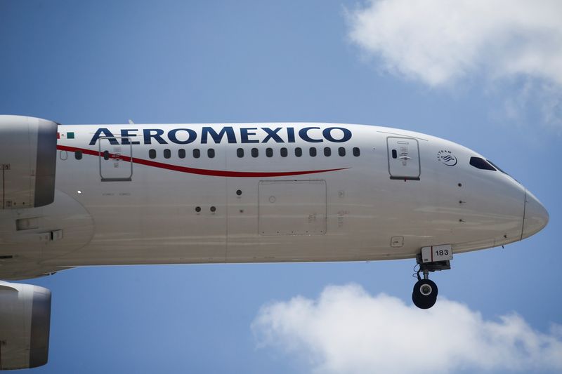 FILE PHOTO: An Aeromexico airplane prepares to land on the