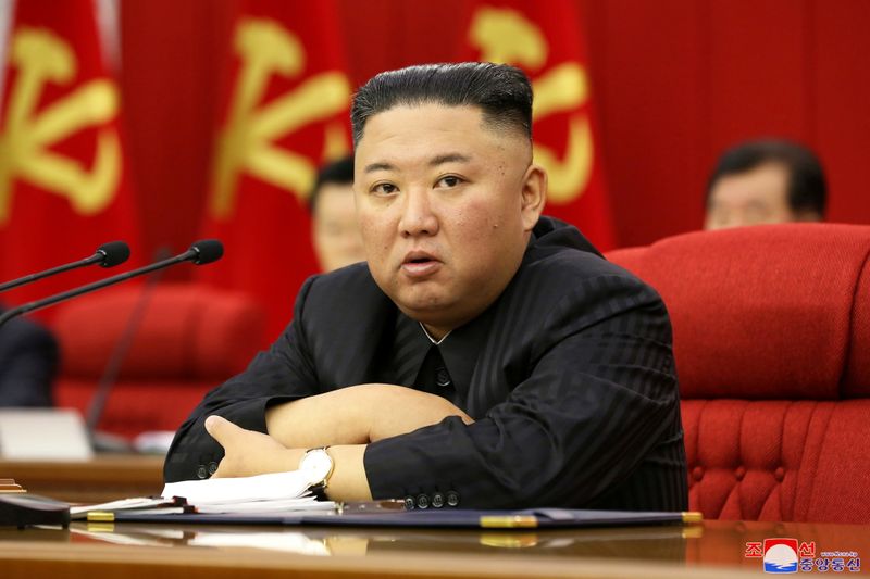 FILE PHOTO: North Korean leader Kim Jong Un speaks at