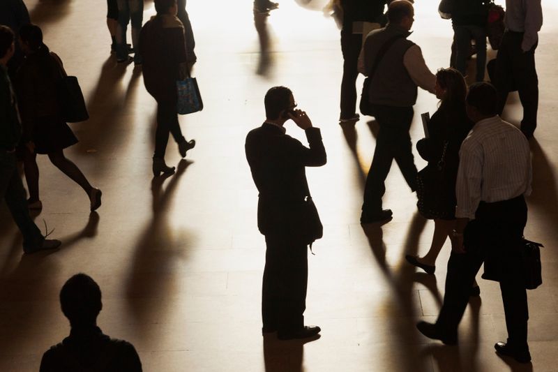 FILE PHOTO: A man stands in Grand Central Terminal in