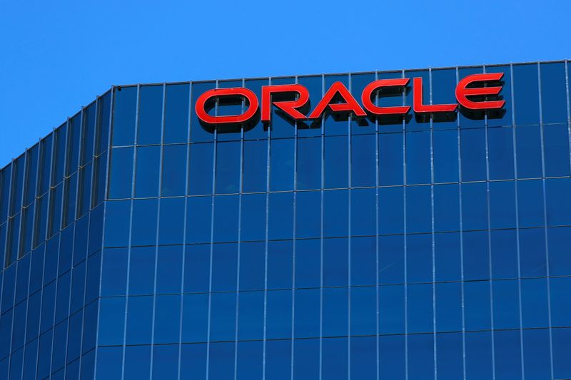 FILE PHOTO: The Oracle logo is shown on an office