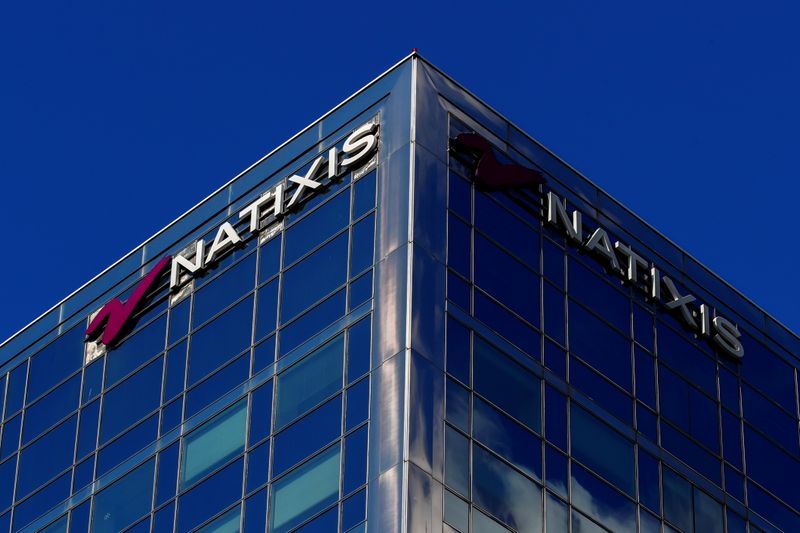 FILE PHOTO: The logo of French bank Natixis is seen