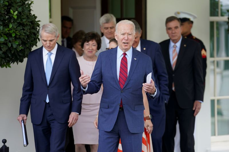 U.S. President Joe Biden speaks following a bipartisan meeting with