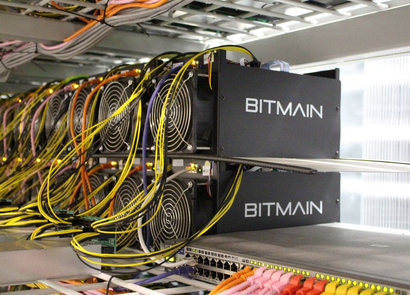 Bitcoin mining computers are pictured in Bitmain’s mining farm near