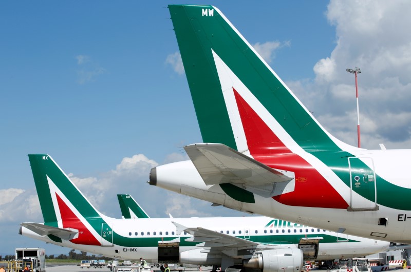 FILE PHOTO: Alitalia planes are seen on the tarmac at