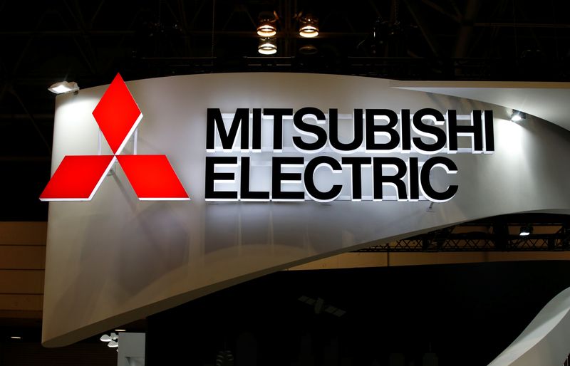 A logo of Mitsubishi Electric Corp is pictured at the