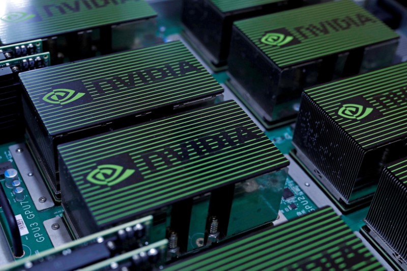 FILE PHOTO: The logo of Nvidia Corporation is seen during
