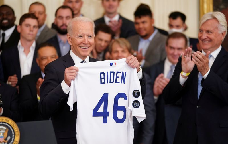 FILE PHOTO: Biden honors the Los Angeles Dodgers in Washington