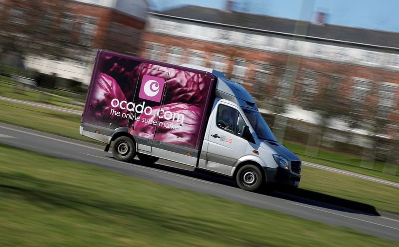 An Ocado delivery van is seen in Hatfield