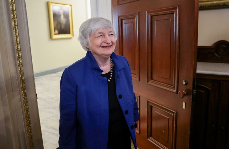 FILE PHOTO: Secretary of the Treasury Janet Yellen hosts a
