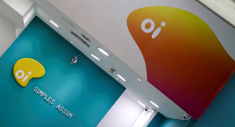 The logo of Brazilian telecoms company Oi SA is pictured