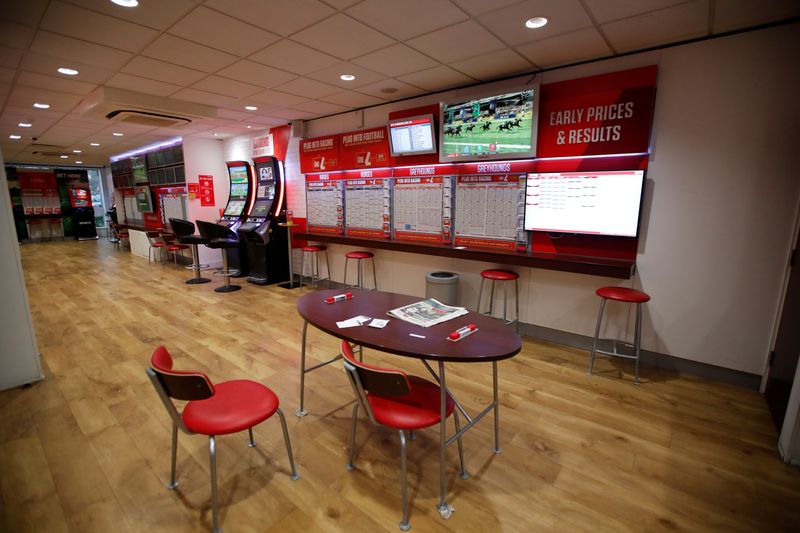 FILE PHOTO: General view inside a deserted Ladbrokes shop in