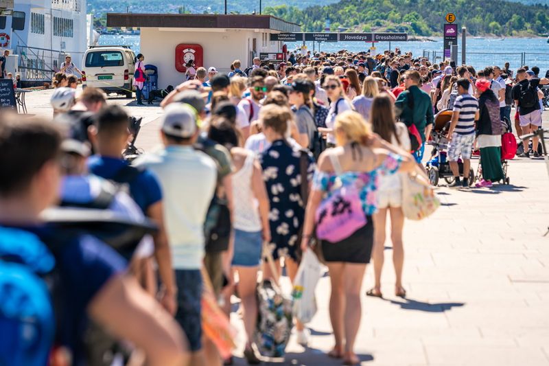 FILE PHOTO: Holiday queue at City Hall Quay in Norway