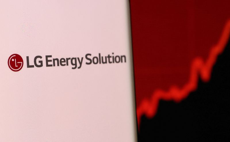 Illustration shows smartphone with LG Energy Solution’s logo displayed