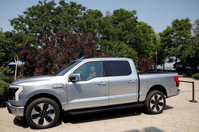 FILE PHOTO: The Ford F-150 Lightning pickup truck is seen