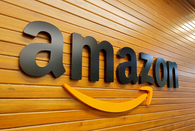 FILE PHOTO: FILE PHOTO: The logo of Amazon is pictured