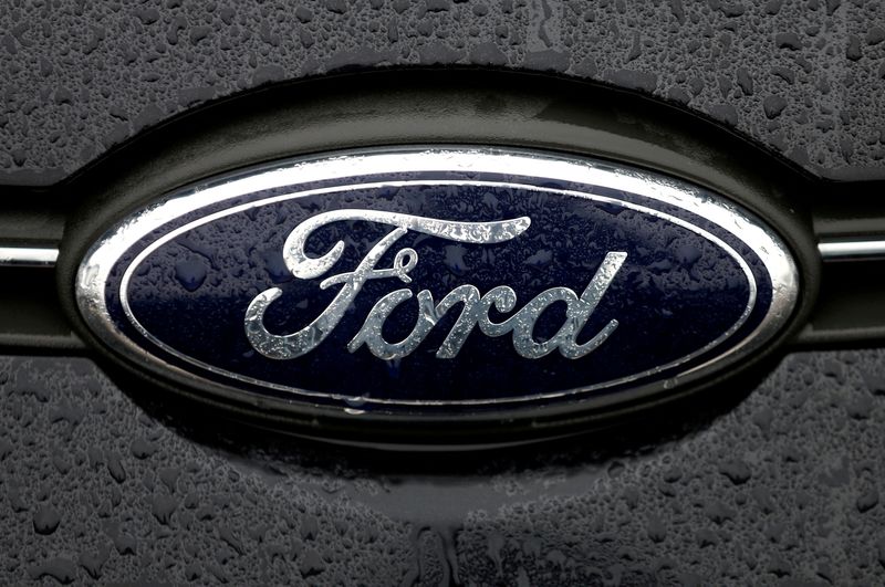 FILE PHOTO: The Ford logo is pictured at the Ford