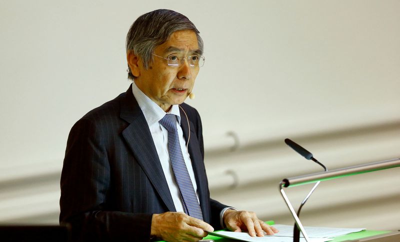 Bank of Japan Governor Kuroda makes a speech at the