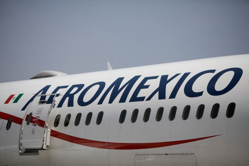 FILE PHOTO: An Aeromexico Boeing 737 MAX 9 fuselage, part