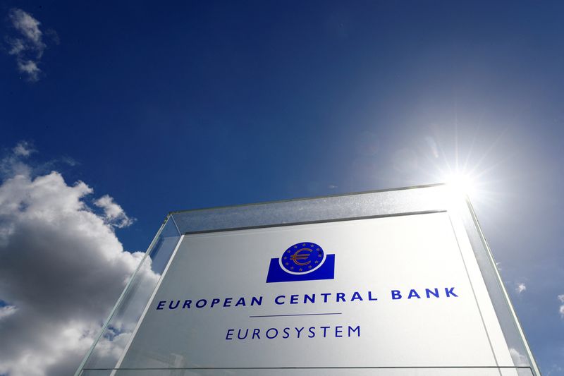 The logo of the European Central Bank (ECB) is pictured