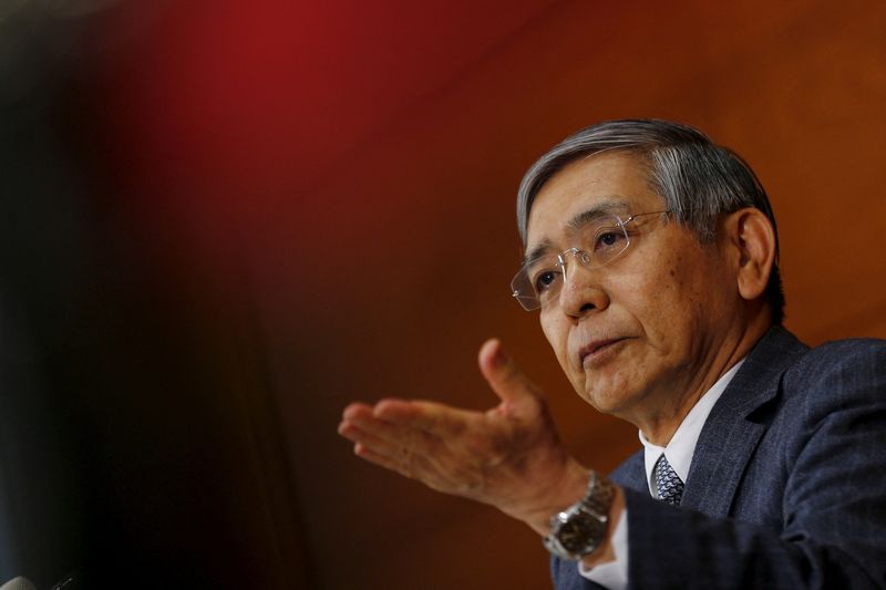 FILE PHOTO: Bank of Japan (BOJ) Governor Haruhiko Kuroda takes