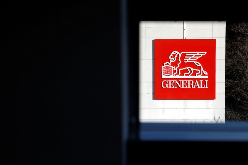An Assicurazioni Generali SpA’s logo is seen on a building