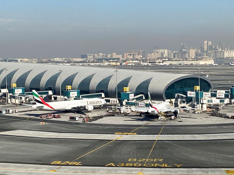 FILE PHOTO: Emirates planes are seen on the tarmac in