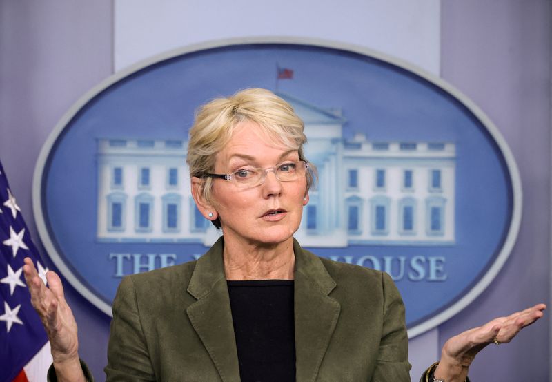 Secretary of Energy Jennifer Granholm takes questions during media briefing