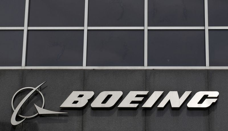 FILE PHOTO: Photo of Boeing logo at their headquarters in