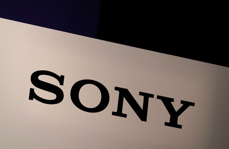 Sony Corp’s logo is seen at its news conference in