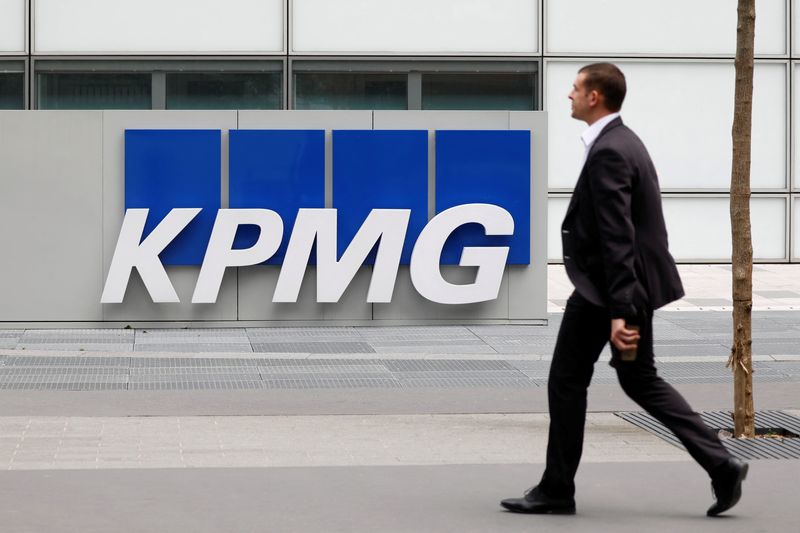 The KPMG logo is seen at the company’s head offices