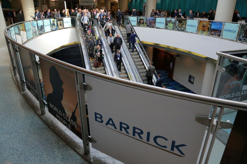 FILE PHOTO: The logo of sponsor Barrick Gold Corporation is