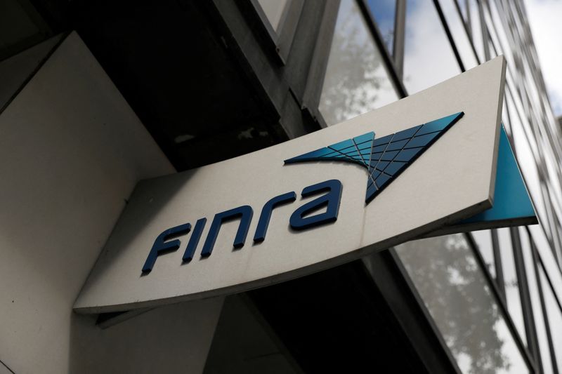 Signage is seen at the Financial Industry Regulatory Authority (FINRA)