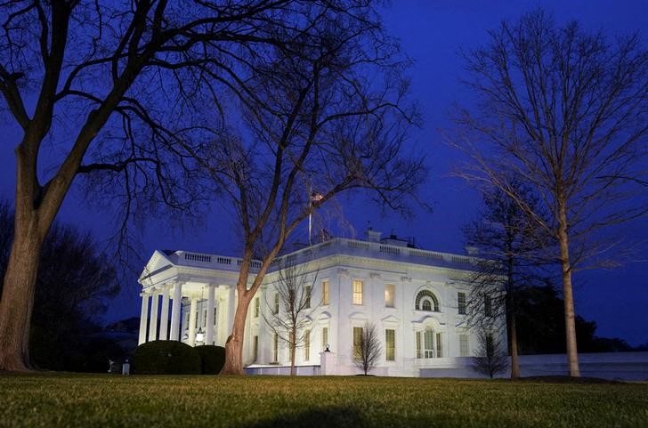 The White House in Washington after Trump was aquitted in