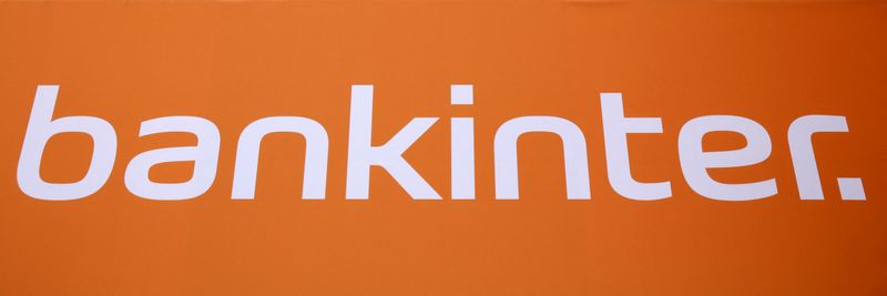 FILE PHOTO: A Bankinter logo is displayed on a wall